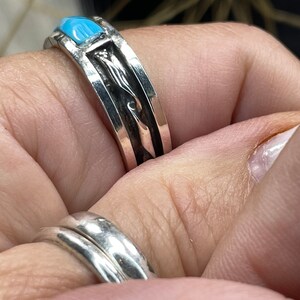 Handmade ZUNI Kingman Turquoise Band Ring Sterling Silver - Native ...
