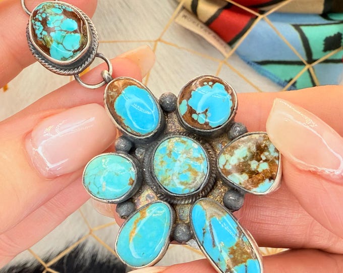Handmade Navajo Sonoran Kingman Turquoise Pendant in Sterling Silver ...
