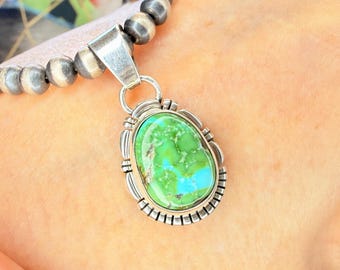 SONORAN GOLD Turquoise Pendant in Sterling Silver | Handmade Navajo Native American Jewelry