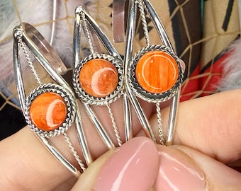 SPINY OYSTER Sterling Silver Bracelet - Dainty Flexible Handmade Navajo Native American Cuff