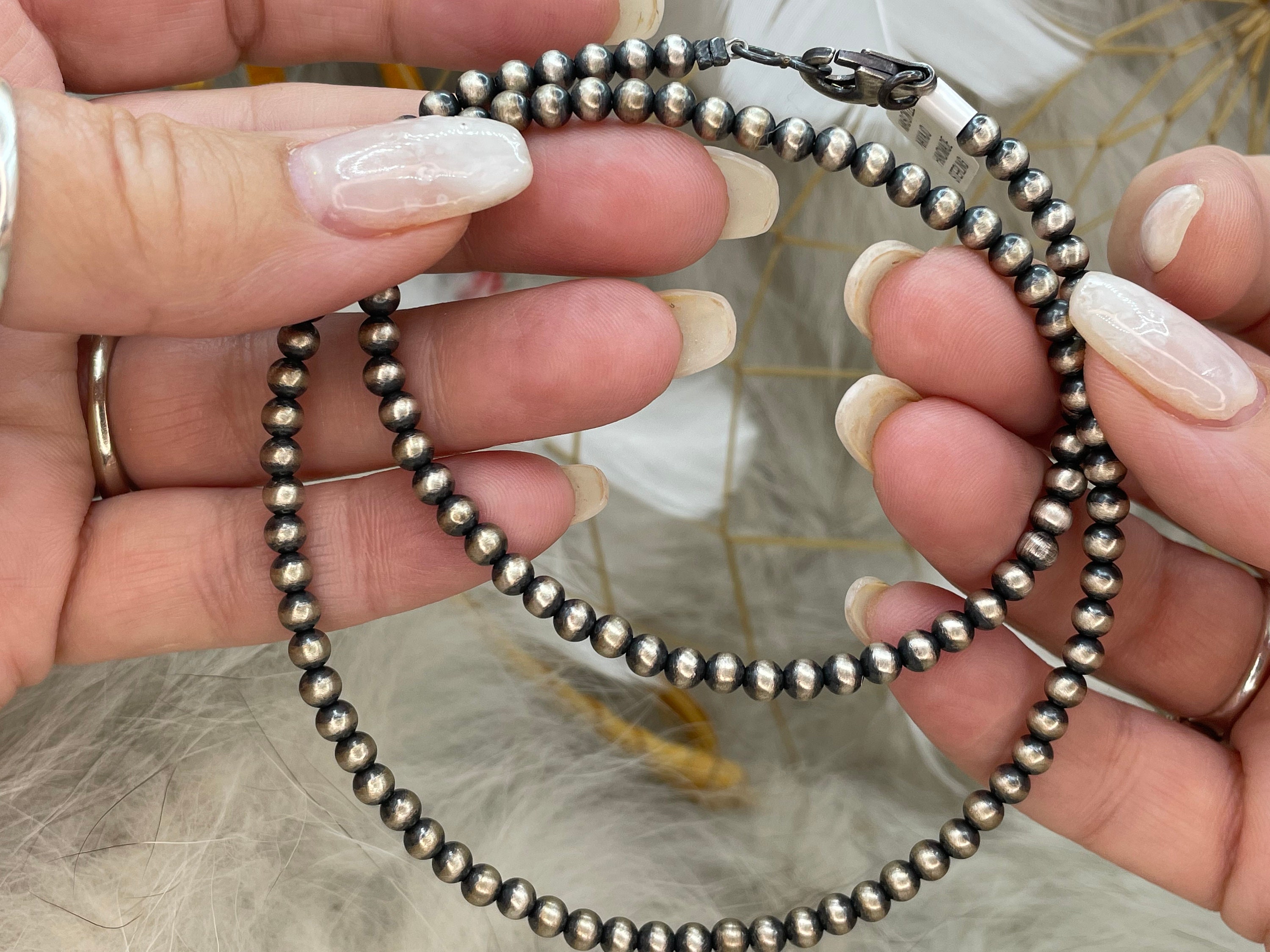 1 2 Price 4 Mm NAVAJO PEARLS Sterling Silver Necklace Native