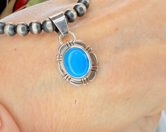 Rare SLEEPING BEAUTY Turquoise Pendant in Sterling Silver | Navajo Handmade Native American Jewelry