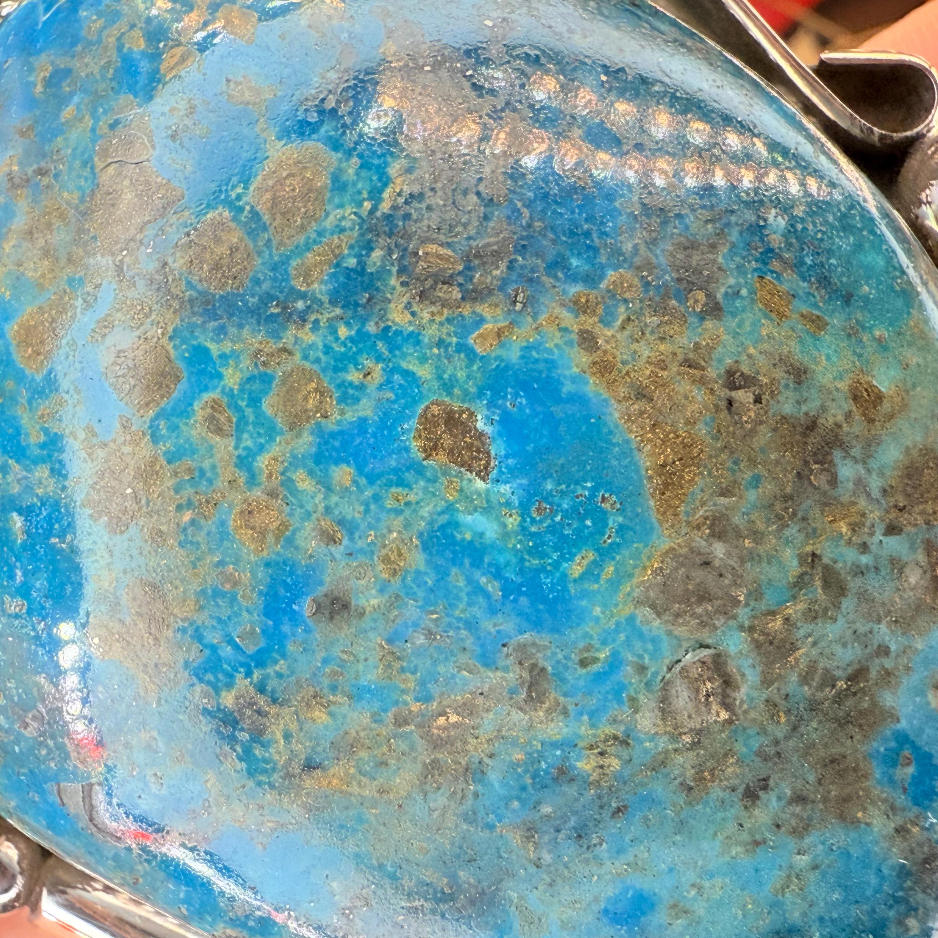 Handmade KINGMAN Turquoise Pendant in Sterling Silver - Huge 76 Grams ...