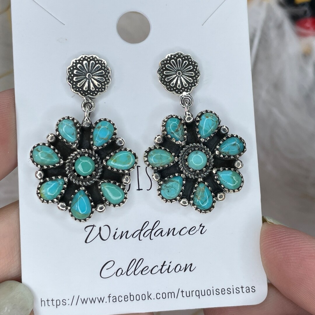 1/2 Price! KINGMAN Turquoise and Sterling Silver Cluster