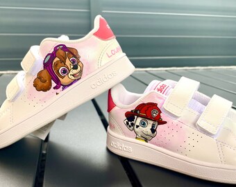 Hand Painted Custom Sneakers + Color Background (Child Size)