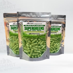 Moringa, Matcha, Spirulina blend - SuperGreens - 100% Vegan, Non-GMO capsules. 500mg/ea. Packed as Ordered for Maximum Freshness