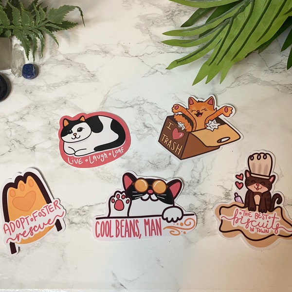 Cat Lovers Sticker Set | Die Cut Stickers | Laptop Stickers | Journal Stickers | Water Resistant Stickers | Hand drawn art | Cat Art | Cats