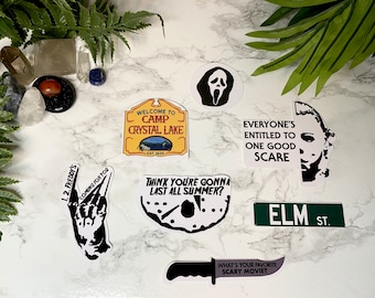 Slasher Movie Stickers | Horror Movie Stickers | Friday the 13th | Halloween | Nightmare on Elm Street | Scream | Freddy Jason Michael Myers