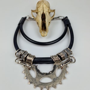 Upcycled &quot;Cyber tribe&quot; necklace - Urbantribe - Brutalist - Cyberpunk style - Handmade jewelry - Recycling - LARP - Rave - Postapoc fashion