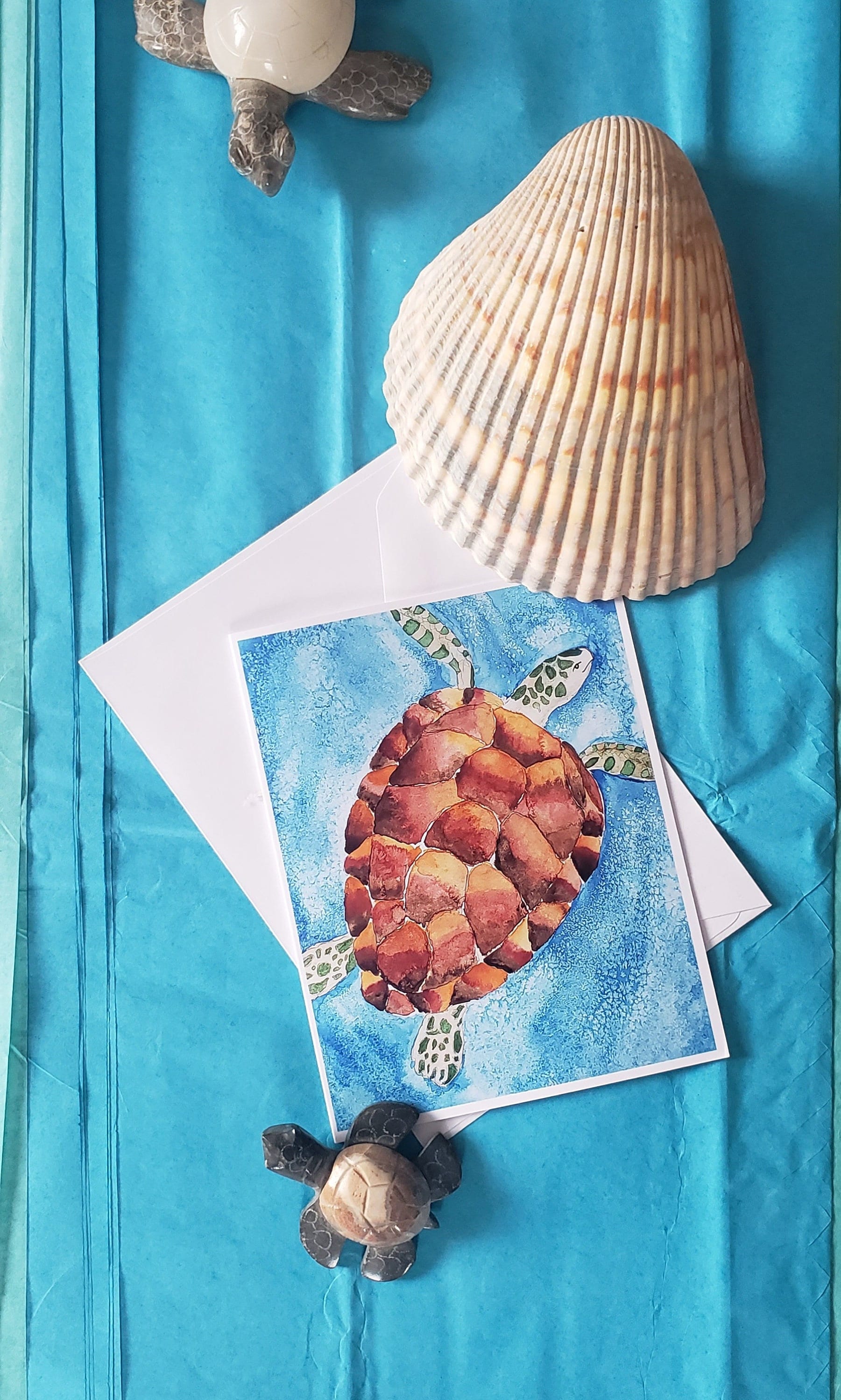 Colorful Watercolor Sea Turtle Blank Inside Note Card - Etsy