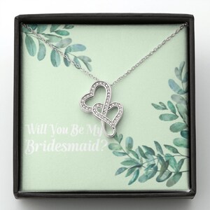 Bridesmaid Proposal Interlocking Heart Necklace - Sage Green