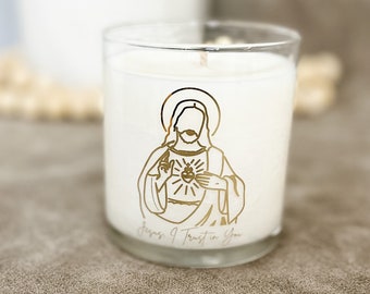 Jesus I Trust in You Scented 9oz Soy Candle | Catholic Gifts | Divine Mercy | Catholic Women Gifts | Sacred Heart Gift  | Religious Gifts
