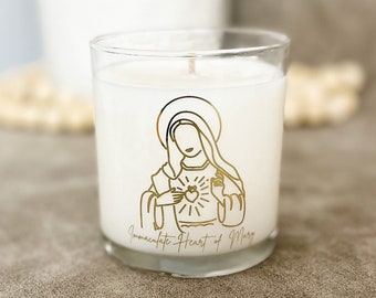 Immaculate Heart of Mary Saint Scented Soy Candle |  Catholic Candle | Catholic Gift | Prayer Candle | Catholic Decor | Religious Gift