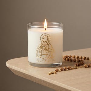Jesus I Trust in You Scented Soy Candle: Divine Mercy Catholic Gift image 1