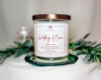 Christian Devotional Prayer 9oz Soy Candle  | Catholic Gift | Religious Candle | Anniversary Gift  | Wedding at Cana | Engagement Gift