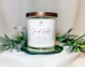 Devotional Prayer Candle 9oz Soy Candle  | Catholic Gift | Religious Candle | Sea of Galilee Bible Scripture