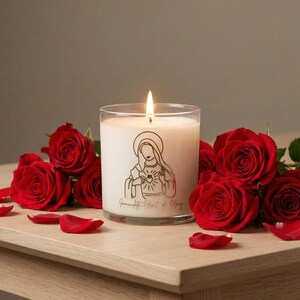 Immaculate Heart of Mary Scented Soy Candle: Catholic Gift