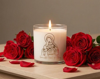 Immaculate Heart of Mary Scented Soy Candle: Catholic Gift