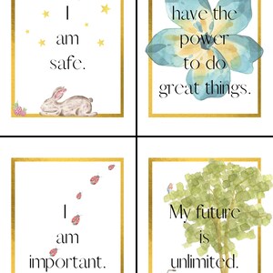 Cartões de afirmação positiva para impressão para crianças! Lindas Afirmações Diárias em Aquarela!