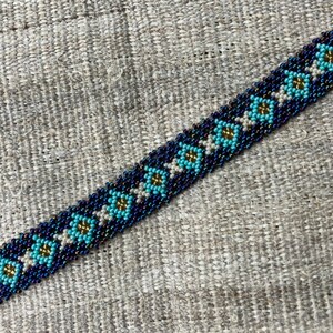 Handmade Glass Beaded PURPLE BLUE Hippie Retro Boho Bracelet