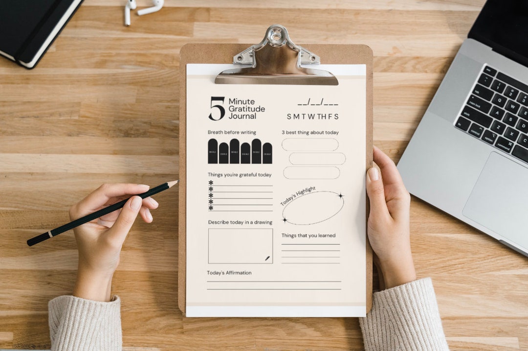 5 Minute Gratitude Journal: Printable Daily Reflection (digital ...