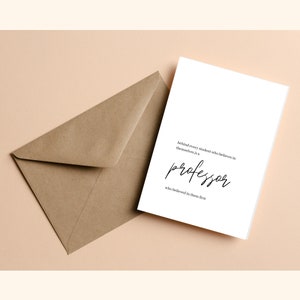 Carte professeur, carte de remerciement professeur, carte d'un étudiant, impression professeur, cadeau pour professeur, imprimable