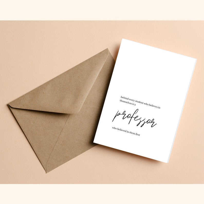 Professor Card, Professor Thank You Card, Card From Student, Professor