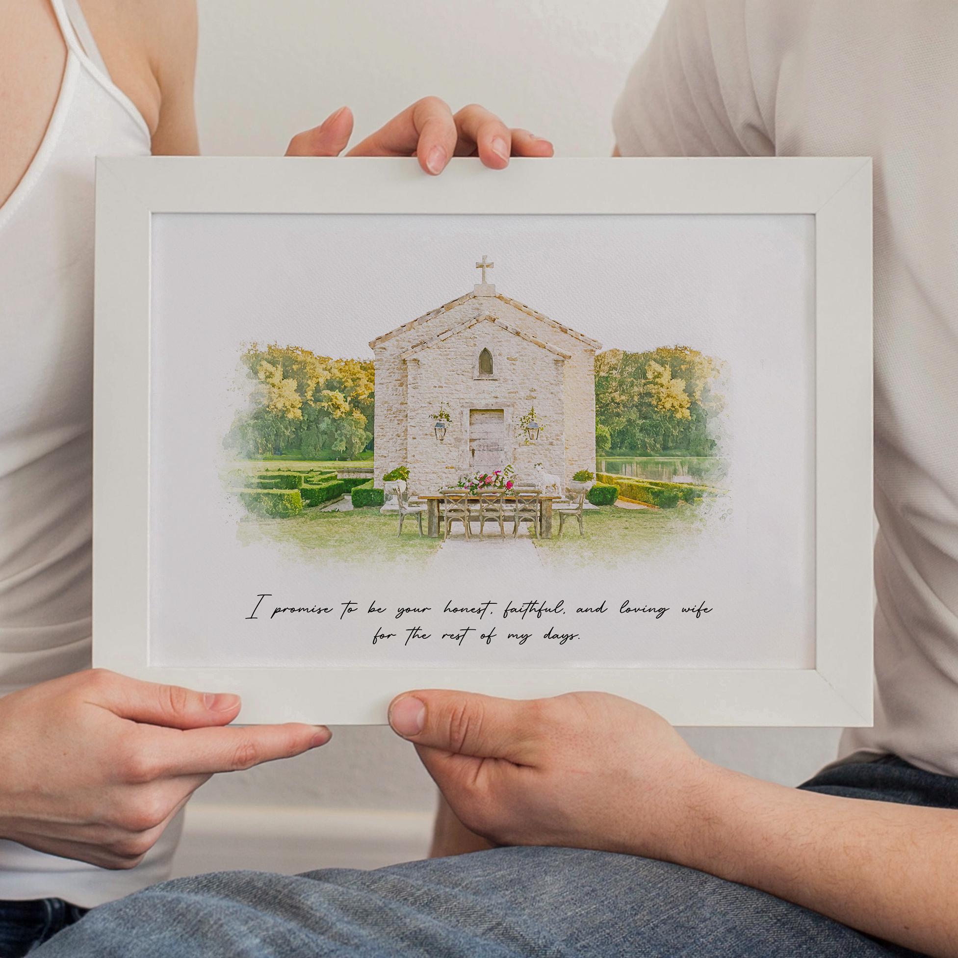 Custom Watercolor Wedding Venue Painting, Couple Gift (digital File) - Etsy