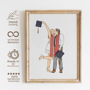 Ritratto di laurea personalizzato ad acquerello, regalo di laurea personalizzato per lei, ritratto personalizzato disegnato a mano, ricordo scolastico, download digitale