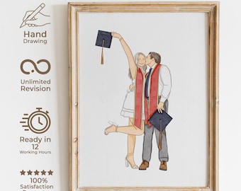 Benutzerdefinierte Abschluss Aquarell Porträt, personalisiertes Abschlussgeschenk für sie, benutzerdefinierte handgezeichnetes Porträt, Schulandenken, digitaler Download