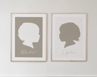 Custom Silhouette Portrait: Personalized Family Wall Art (Digital Portrait