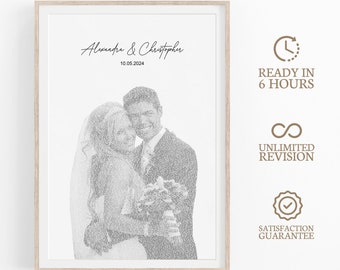 Personalized Song Lyrics Portrait: Custom Wedding Photo Art (Digital Download)