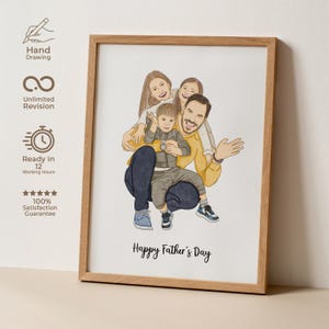 Aangepaste papa-tekening, gepersonaliseerd vaderdagcadeau, aangepast portret, familieportret, portret van foto, cadeau voor papa, schilderij van foto