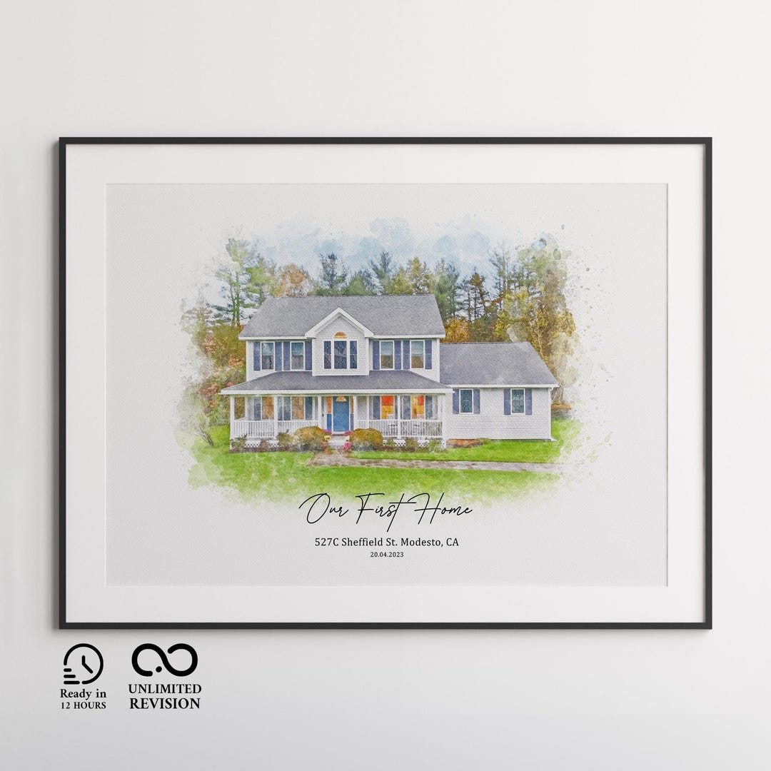 Personalized Watercolor Home Portrait: Custom House Painting (Digital Download)