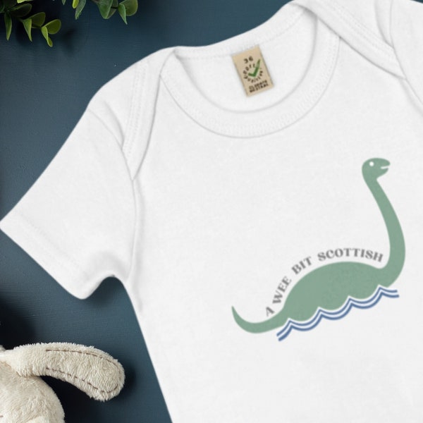 A Wee Bit Scottish - Baby Grow Loch Ness, Eco Friendly Baby Onesie - 100% Organic (0-18m)