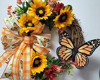 Monarch Butterfly Grapevine Wreath