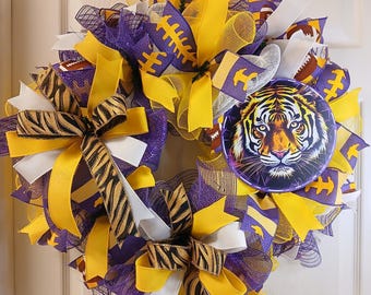 Purple and Yellow Tiger Wreath