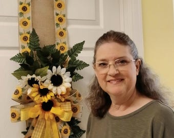 Sunflower Ribbon Door Wreath