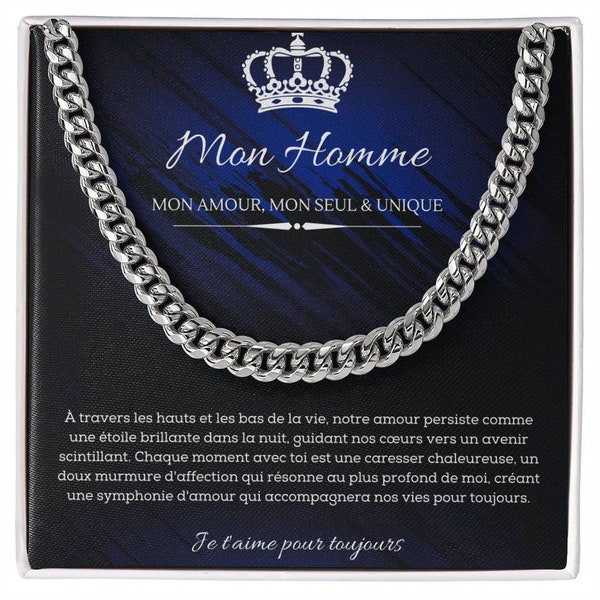 A Mon Homme, Collier Pour Lui, Cadeau Damour Pour Ame Soeur, Cadeau pour copain - Chum - Mari