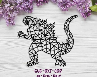 Godzilla | Geometric | SVG, DXF, AI digital vector design for plasma and laser cutting or printing | Glowforge | Cricut | Wall decor