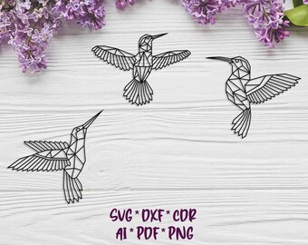 Hummingbird | Geometric | SVG, DXF, AI digital vector design for plasma and laser cutting or printing | Glowforge | Cricut | Wall decor