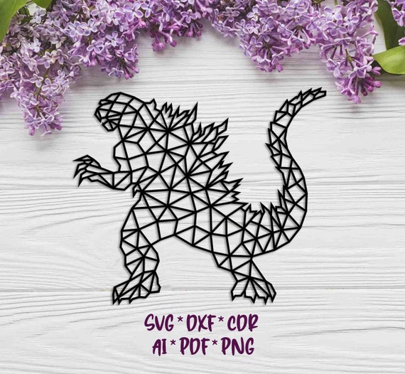 Godzilla Geometric SVG DXF AI Digital Vector Design for | Etsy
