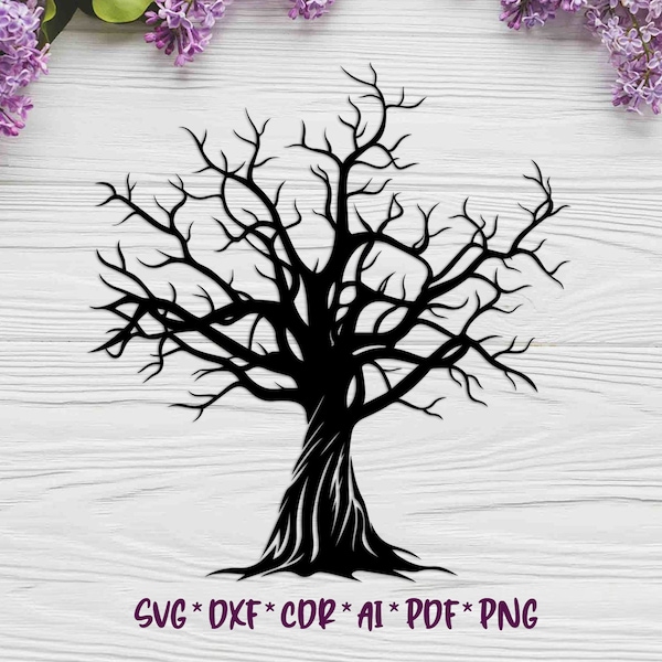 Tree without leaves | SVG, DXF, AI digital vector design for plasma and laser cutting or printing | Glowforge | Cricut | Wall decor