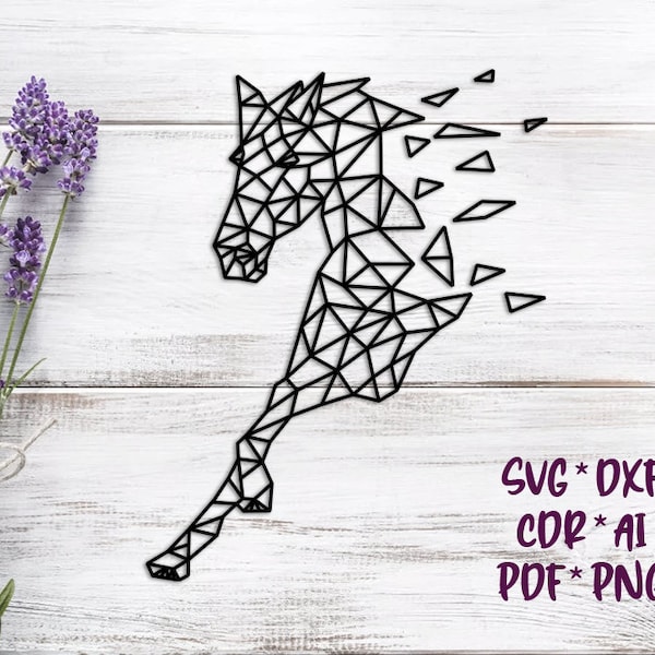 Horse | Geometric | SVG, DXF, AI digital vector design for plasma and laser cutting or printing | Glowforge | Cricut | Wall decor