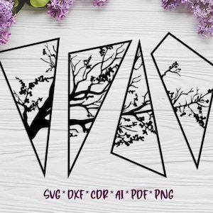 Tree Branches 4 Panels | SVG, DXF, AI digital vector design for plasma and laser cutting or printing | Glowforge | Cricut | Wall decor