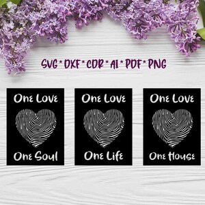 One Love | Fingerprint Panels | SVG, DXF, AI digital vector design for plasma and laser cutting or printing | Glowforge | Cricut