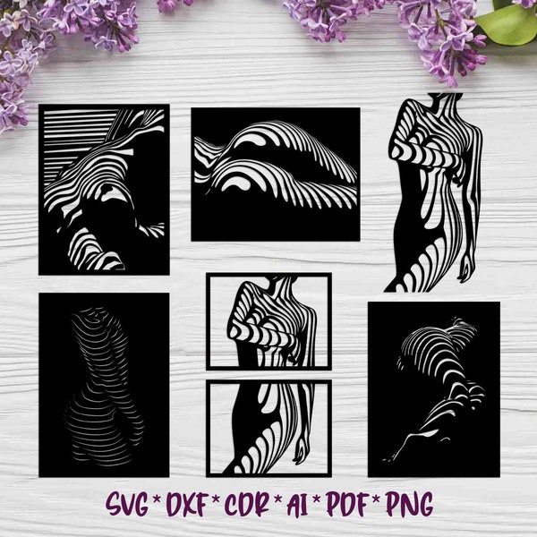 Female Body | Blinds | Set, SVG, DXF, AI digital vector design for plasma and laser cutting or printing, Glowforge, Cricut, Abstraction