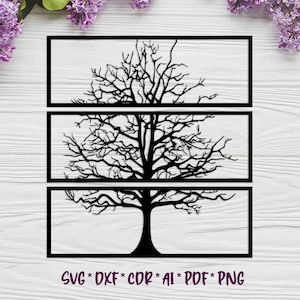 Tree 3 Panels | SVG, DXF, AI digital vector design for plasma and laser cutting or printing | Glowforge | Cricut | Wall decor, Abstraction