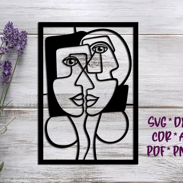 Picasso Panel 5, SVG, DXF, AI digital vector design for plasma and laser cutting or printing | Glowforge | Cricut | Wall decor, Abstraction