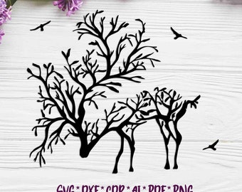 Branch Deer | SVG, DXF, AI digital vector design for plasma and laser cutting or printing | Glowforge | Cricut | Wall decor, Abstraction
